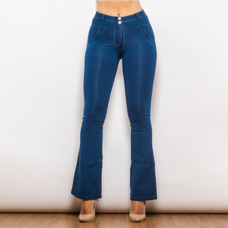 Damen Skinny Flare Denim-Jeans mit weitem Bein - Amazing Mall