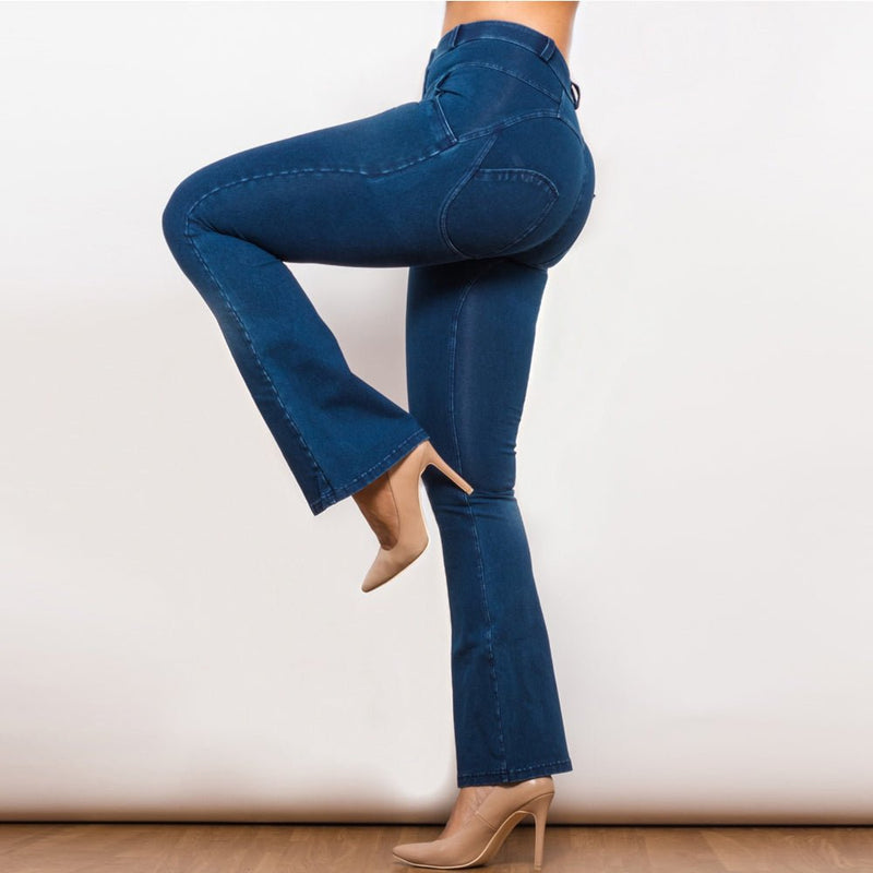 Damen Skinny Flare Denim-Jeans mit weitem Bein - Amazing Mall