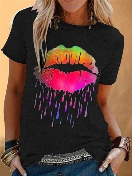 Damen T-Shirt mit Lippen Druck - Amazing Mall