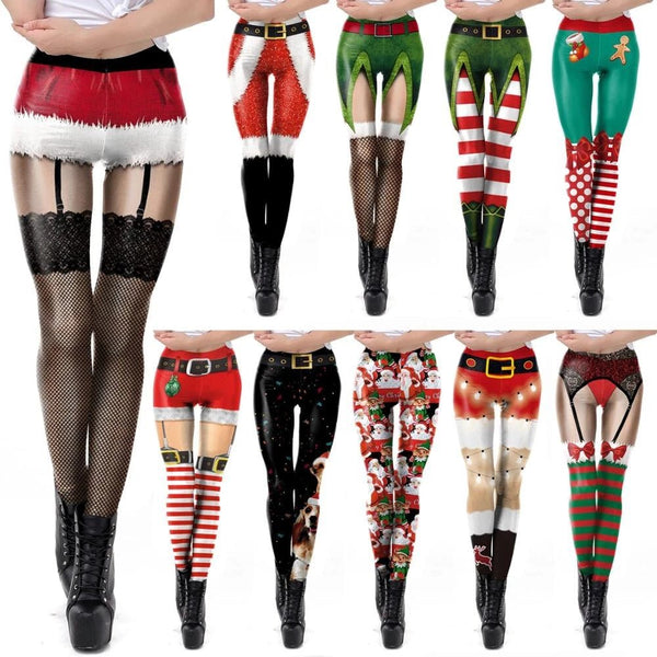 Damen Weihnachts Print Leggings - Amazing Mall