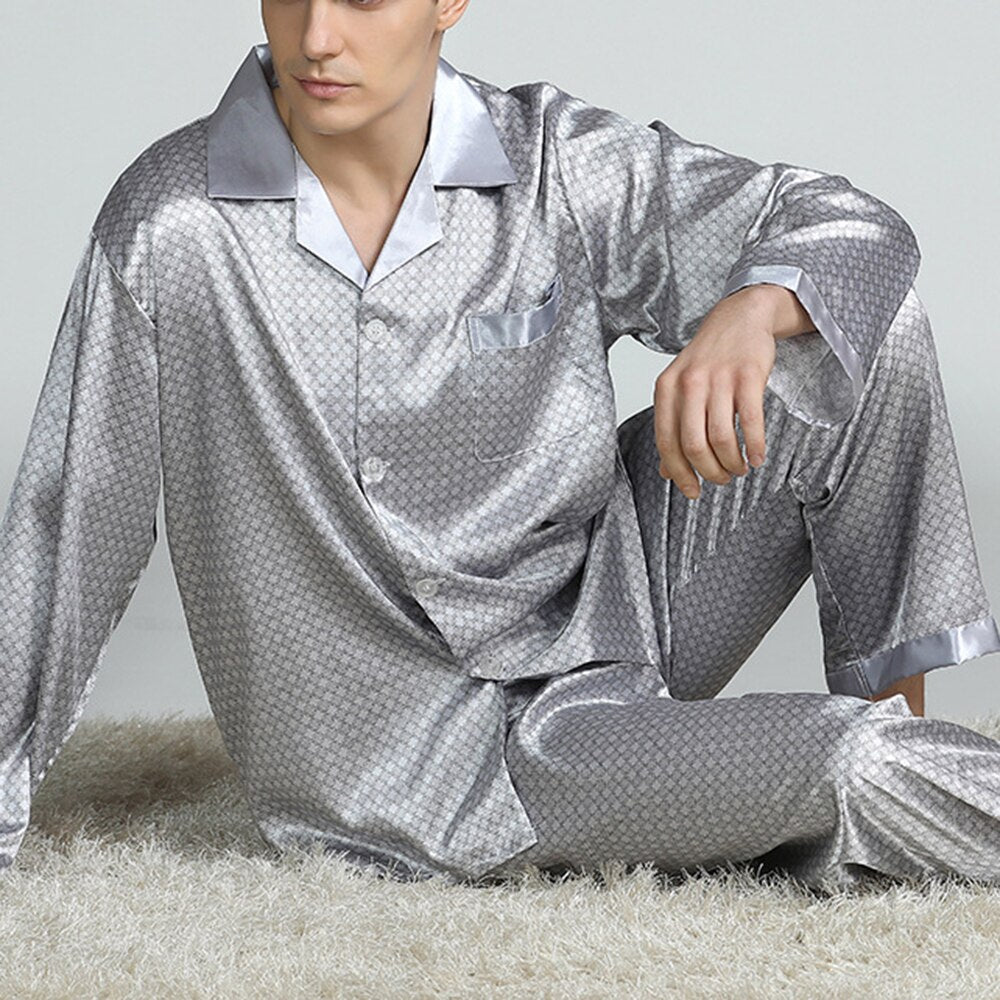 Herren Bedrucktes Seiden Pyjama - Amazing Mall