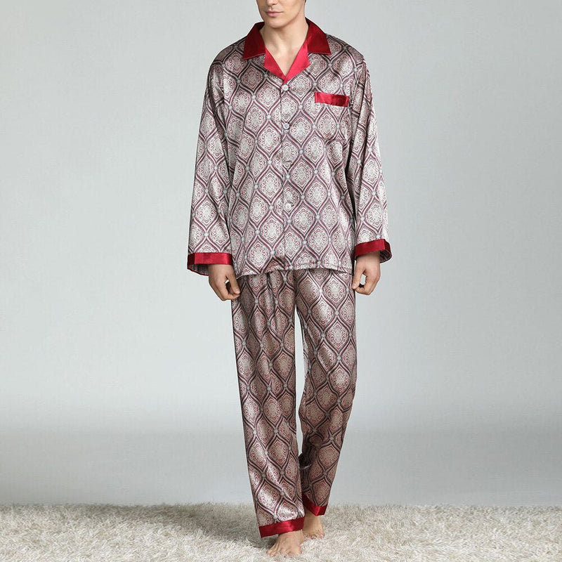 Herren Bedrucktes Seiden Pyjama - Amazing Mall