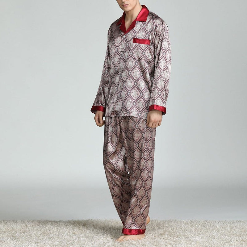 Herren Bedrucktes Seiden Pyjama - Amazing Mall