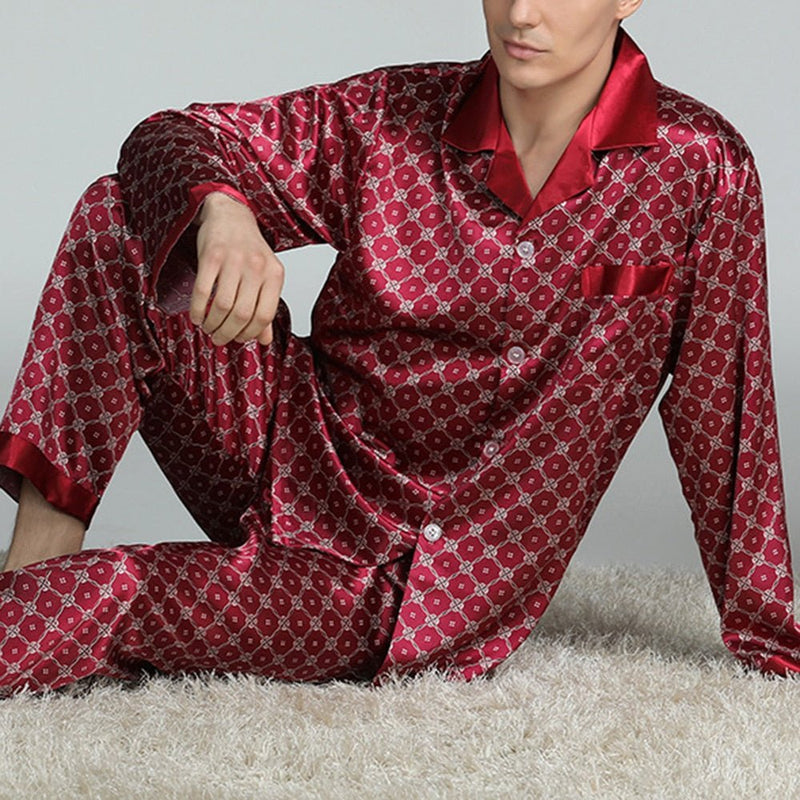 Herren Bedrucktes Seiden Pyjama - Amazing Mall