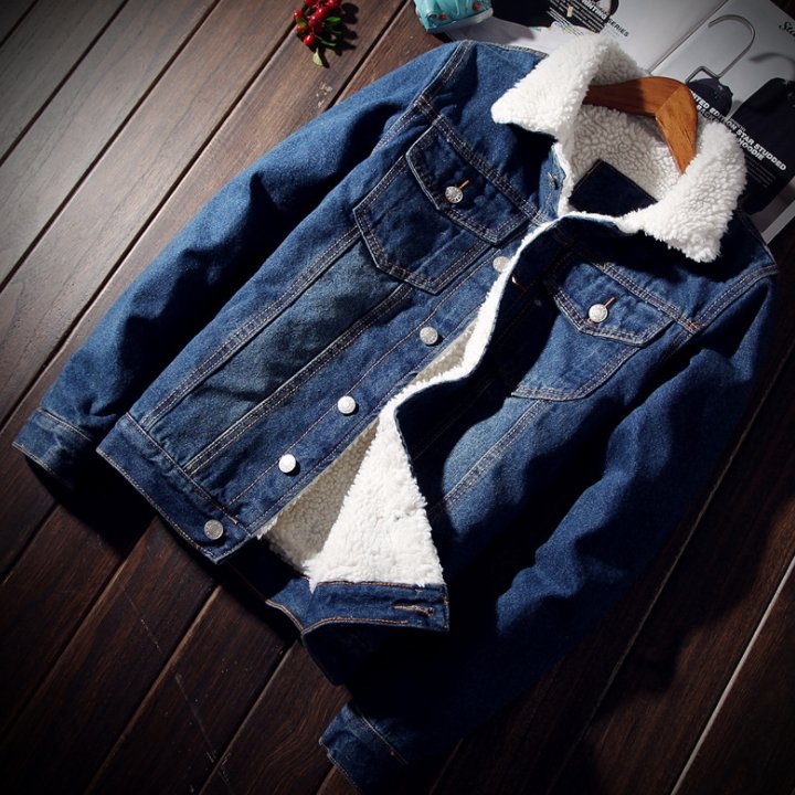 Herren Denim Bomberjacke mit Fell - Amazing Mall