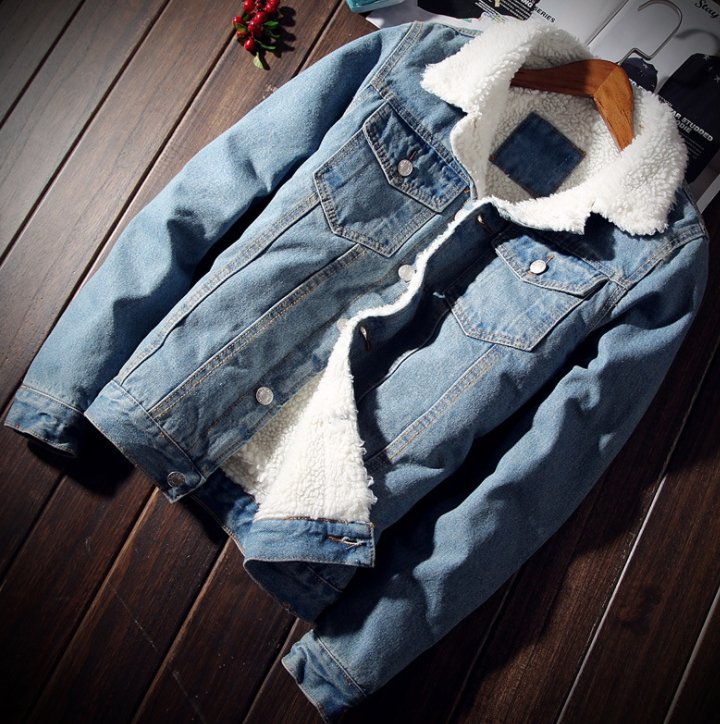 Herren Denim Bomberjacke mit Fell - Amazing Mall