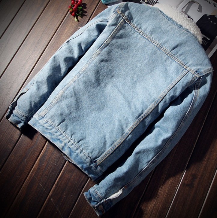 Herren Denim Bomberjacke mit Fell - Amazing Mall