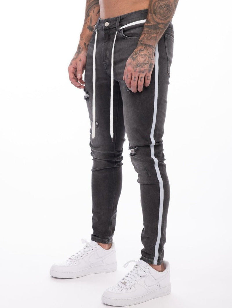 Herren Gestreifte Slim-Fit-Jeans - Amazing Mall