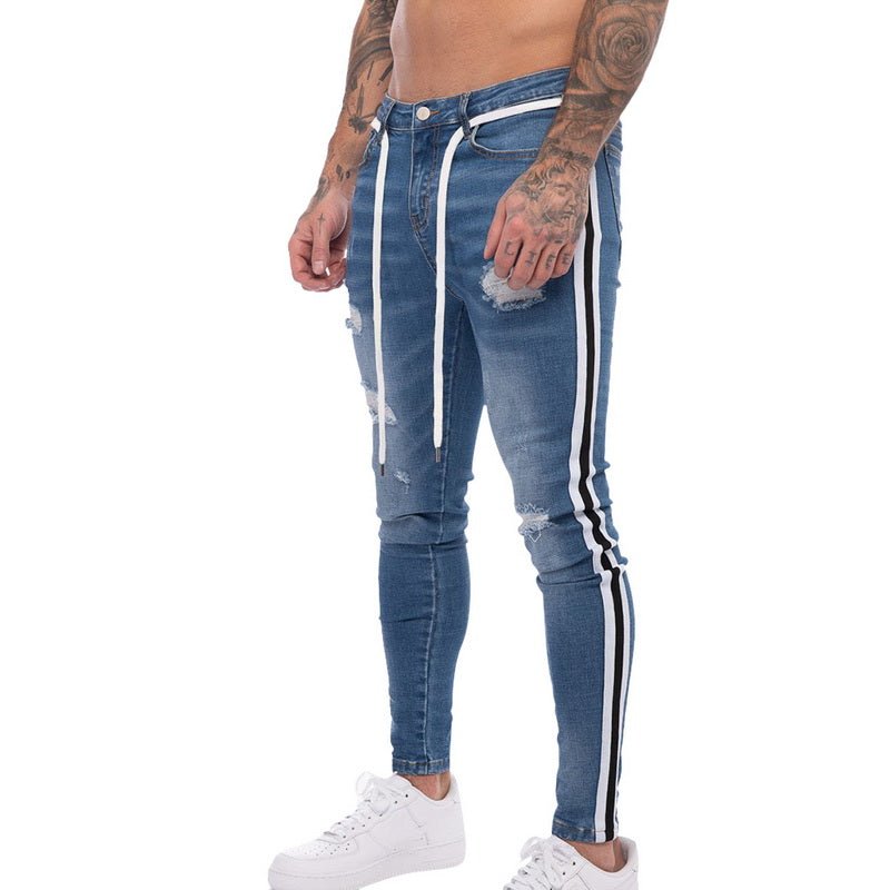 Herren Gestreifte Slim-Fit-Jeans - Amazing Mall