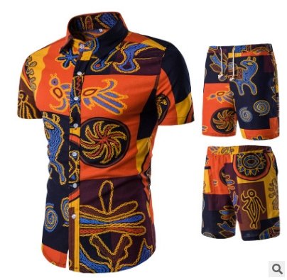 Herren Hemd kurzarm mit Shorts Anzug Set - Amazing Mall