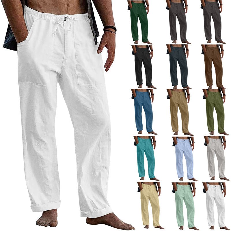 Herren Leinen Hose mit Kordelzug - Amazing Mall