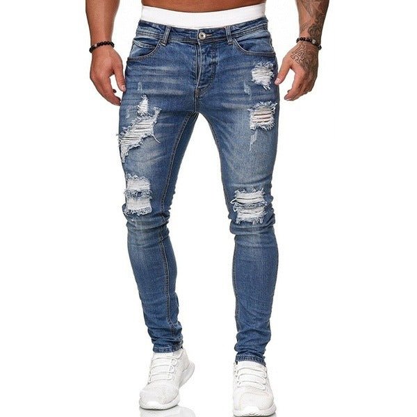 Herren Schlanke Passform Zerrissene Röhrenjeans - Amazing Mall