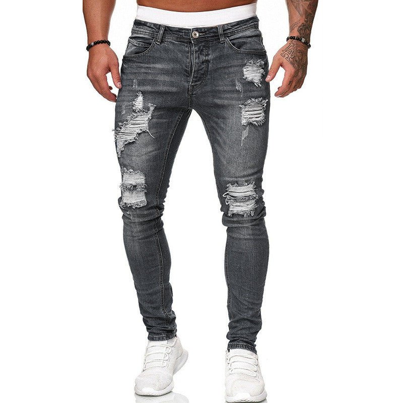 Herren Schlanke Passform Zerrissene Röhrenjeans - Amazing Mall