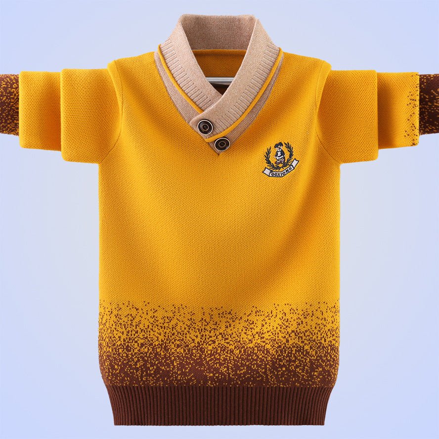 Jungen Baumwoll Strickpullover mit Faltenkragen - Amazing Mall