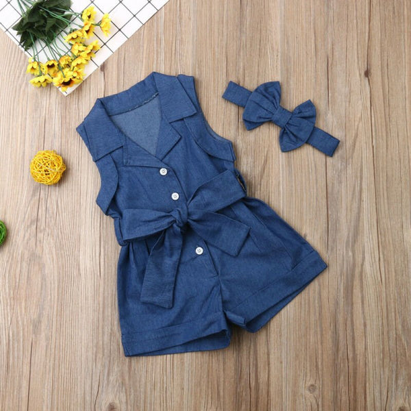 Kinder Ärmelloser Strampler Overall Denim - Amazing Mall