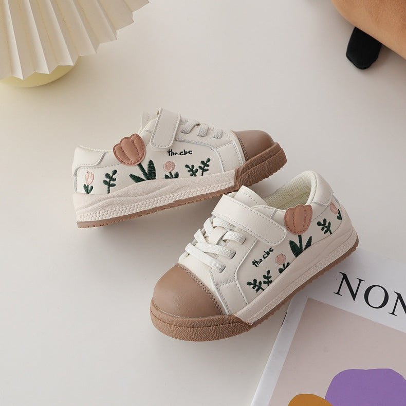 Mädchen Retro Sneakers mit gestickten Blumen - Amazing Mall