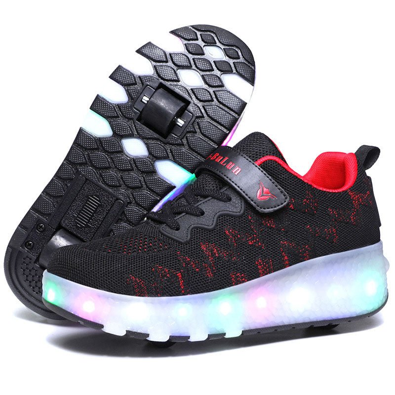 Schuhe mit Rädern für Kinder LED-Licht emittierende Ladelampenschuhe - Amazing Mall