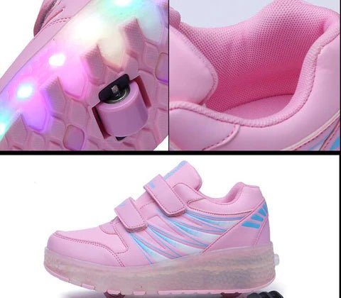 Schuhe mit Rädern für Kinder LED-Licht emittierende Ladelampenschuhe - Amazing Mall