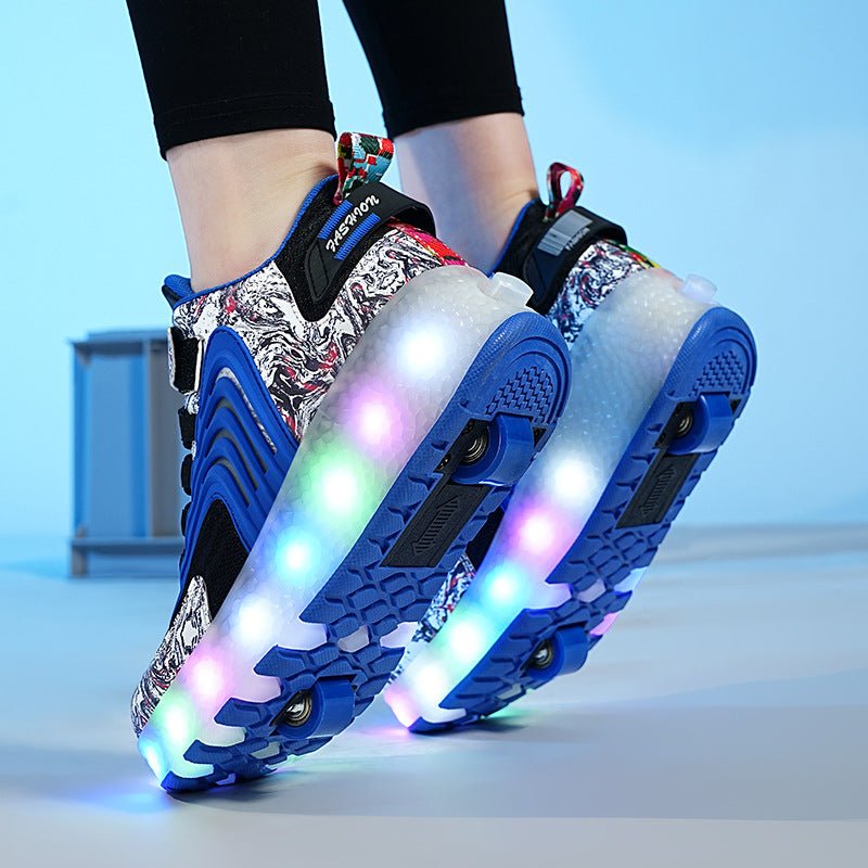 Schuhe mit Rädern für Kinder LED-Licht emittierende Ladelampenschuhe - Amazing Mall