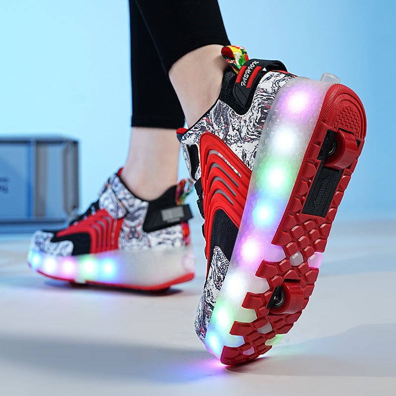 Schuhe mit Rädern für Kinder LED-Licht emittierende Ladelampenschuhe - Amazing Mall