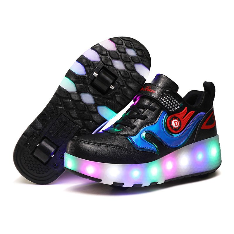 Schuhe mit Rädern für Kinder LED-Licht emittierende Ladelampenschuhe - Amazing Mall