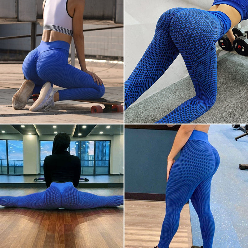 Tik Tok Damen High Waist Leggings Workout Yoga Sport Loungwear blau - Amazing Mall