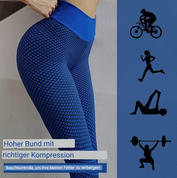 Tik Tok Damen High Waist Leggings Workout Yoga Sport Loungwear blau - Amazing Mall