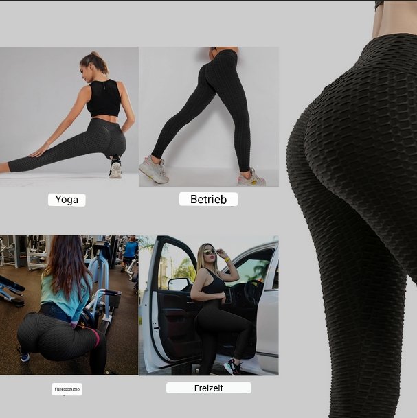 Tik Tok Damen High Waist Leggings Workout Yoga Sport schwarz - Amazing Mall