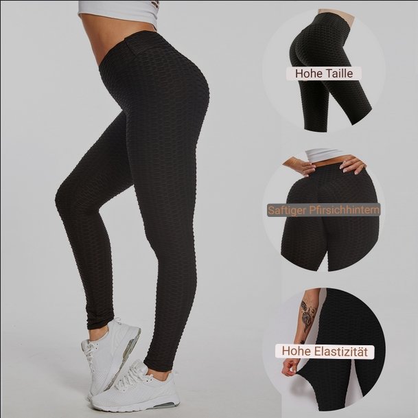 Tik Tok Damen High Waist Leggings Workout Yoga Sport schwarz - Amazing Mall