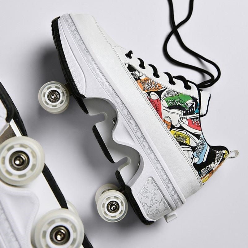 Unisex Schnürschuhe mit Rollen, 4-Rad Skates Rollschuhe - Amazing Mall